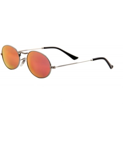 Oversized Sunglasses Men Women Small Modern Stylish Oval Mirrored Lens Fashion - CE18O7L4OUU $11.76