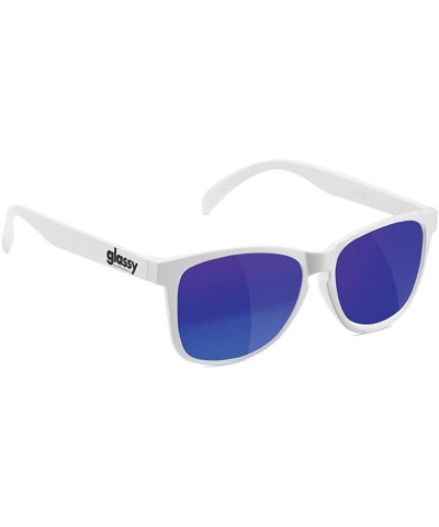 Wayfarer Deric Sunglasses - White/Blue Mirror - CZ11KMRBB5V $28.38