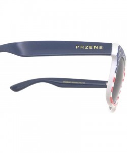 Oval vintage sunglasses for Women＆Men with American flag pattern - Blue - C818AK7LA9X $38.45