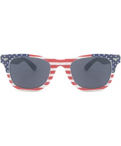 Oval vintage sunglasses for Women＆Men with American flag pattern - Blue - C818AK7LA9X $38.45