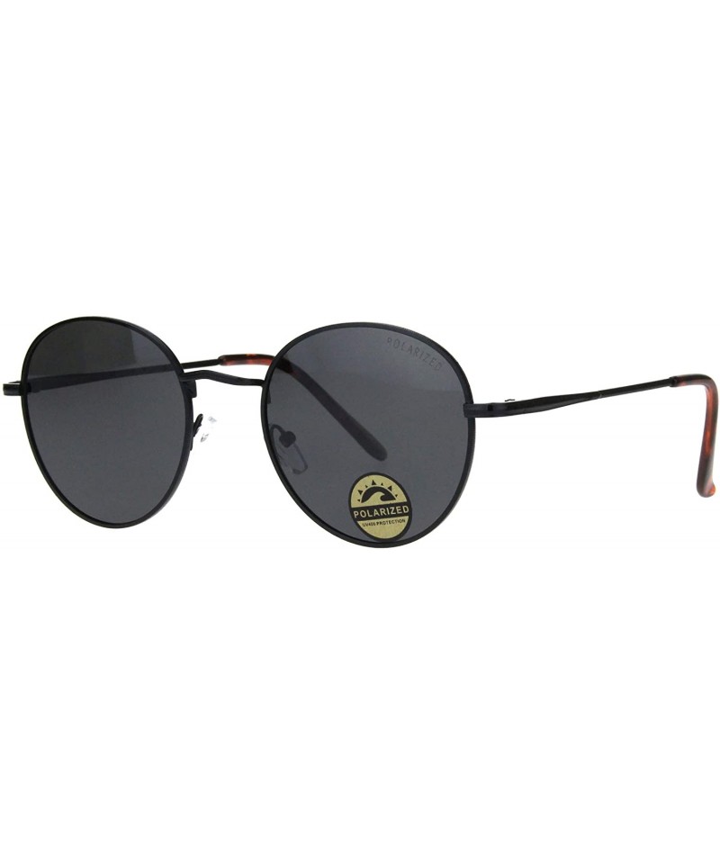 Round Polarized Lens Sunglasses Vintage Fashion Round Light Metal Frame UV 400 - Black (Black) - CZ19398C5OM $8.91