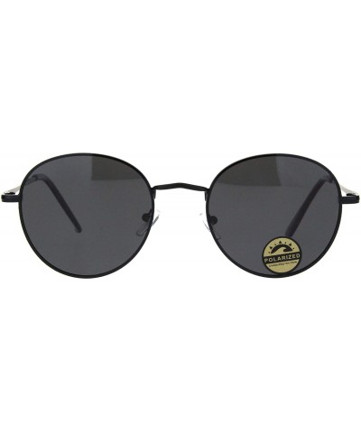 Round Polarized Lens Sunglasses Vintage Fashion Round Light Metal Frame UV 400 - Black (Black) - CZ19398C5OM $8.91