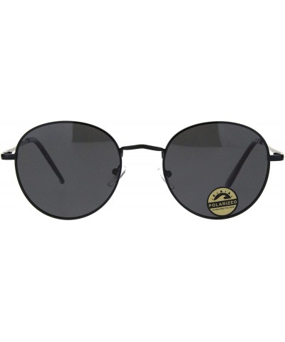 Round Polarized Lens Sunglasses Vintage Fashion Round Light Metal Frame UV 400 - Black (Black) - CZ19398C5OM $8.91