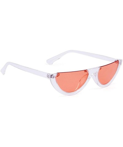 Semi-rimless Vintage Clout Goggles Sunglasses for Women Semi-rimless Frame Half Oval Stylish Eye glasses - Orange Transparent...
