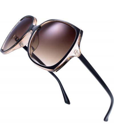 Wrap Women's Oversized Square Jackie O Cat Eye Hybrid Butterfly Fashion Sunglasses - Exquisite Packaging - CD192T8SS2Y $24.87
