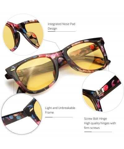 Wayfarer Myiaur Night Glasses Driving Anti Glare for Women - HD Polarized Yellow Lens Cloudy/Rainy/Foggy/Nighttime - C318WET8...