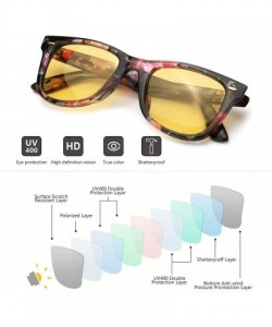 Wayfarer Myiaur Night Glasses Driving Anti Glare for Women - HD Polarized Yellow Lens Cloudy/Rainy/Foggy/Nighttime - C318WET8...