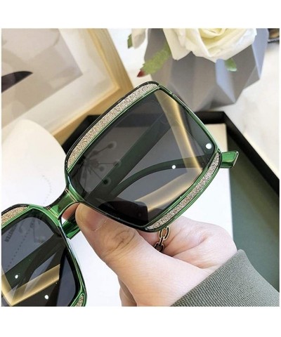 Oversized Shiny Frame Polarized Oversized Sunglasses for Women Thin Face Shades - Green - C81906G2DA8 $17.27