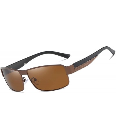Rectangular Polarized Sunglasses for Men Driving Rectangular Sun Glasses Women lentes de sol - Brown Brown - CI194W886LE $40.61