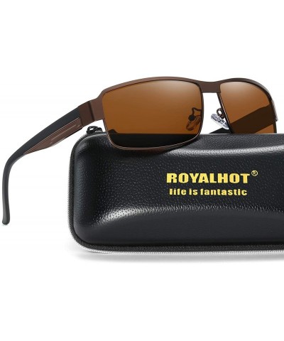 Rectangular Polarized Sunglasses for Men Driving Rectangular Sun Glasses Women lentes de sol - Brown Brown - CI194W886LE $21.94