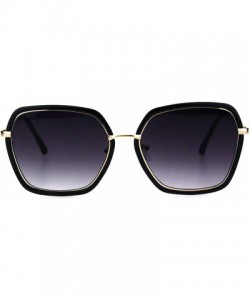 Rectangular Womens Double Rim Mod Designer Fashion Style Luxury Sunglasses - Black Smoke - C918HISOO46 $13.07