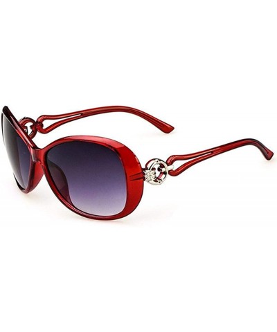 Oval Women Fashion Oval Shape UV400 Framed Sunglasses Sunglasses - Wine Red - CZ1987Y8E7Z $18.55
