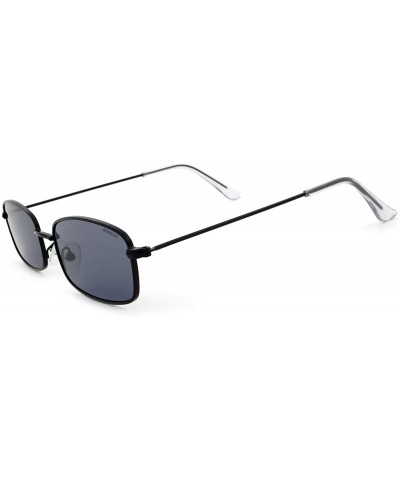 Round New Fashion Trend Vintage Rectangular Small Sunglasses for Men and Women - Black Frame Gray Lens - C318R25RA3M $19.53