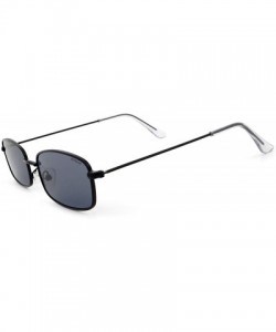 Round New Fashion Trend Vintage Rectangular Small Sunglasses for Men and Women - Black Frame Gray Lens - C318R25RA3M $12.11