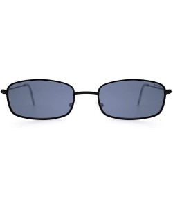 Round New Fashion Trend Vintage Rectangular Small Sunglasses for Men and Women - Black Frame Gray Lens - C318R25RA3M $12.11