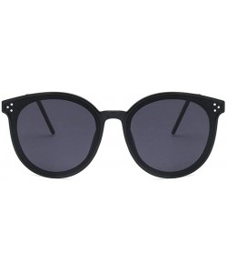 Oval Unisex Sunglasses Retro Bright Black Grey Drive Holiday Oval Non-Polarized UV400 - Bright Black Grey - CI18RLUIND4 $11.17
