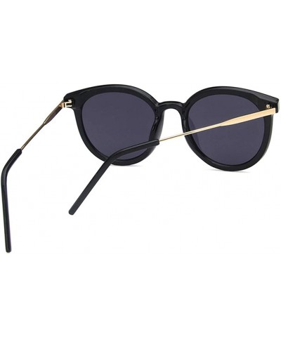 Oval Unisex Sunglasses Retro Bright Black Grey Drive Holiday Oval Non-Polarized UV400 - Bright Black Grey - CI18RLUIND4 $11.17
