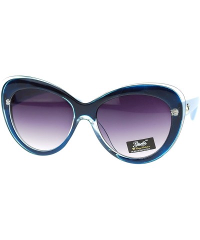 Cat Eye Womens Thick Plastic Cat Eye Designer Fashion Sunglasses - Blue - CM11P94CD9P $22.54