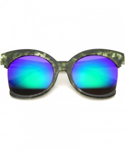 Cat Eye Womens Oversize Side Cut Marble Frame Iridescent Lens Cat Eye Sunglasses 59mm - Green / Green Mirror - C812GSJNE8N $8.27