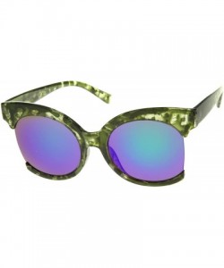 Cat Eye Womens Oversize Side Cut Marble Frame Iridescent Lens Cat Eye Sunglasses 59mm - Green / Green Mirror - C812GSJNE8N $8.27