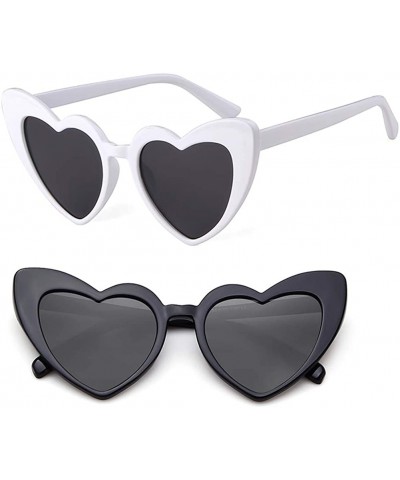 Cat Eye Heart Shaped Sunglasses for Women - Clout Goggle Vintage Cat-eye Party Valentine Glasses - Black&white - C018U05WCMC ...