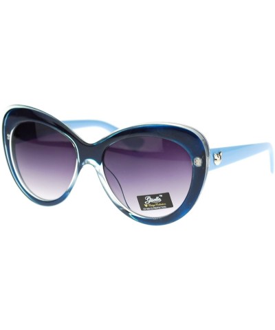 Cat Eye Womens Thick Plastic Cat Eye Designer Fashion Sunglasses - Blue - CM11P94CD9P $22.54