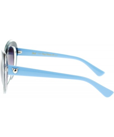 Cat Eye Womens Thick Plastic Cat Eye Designer Fashion Sunglasses - Blue - CM11P94CD9P $22.54