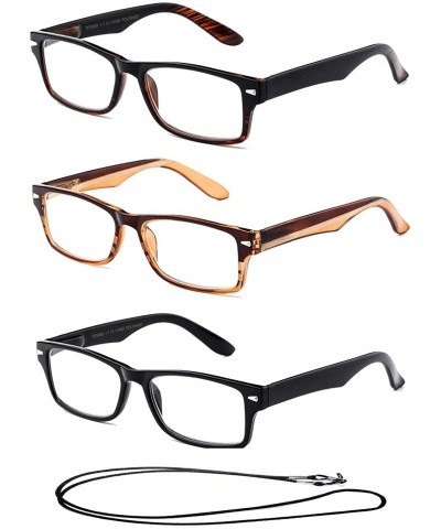 Square Newbee Fashion Fashion Reading Glasses - 3 Pairs With Lanyard - CS18MC0WQTG $12.93