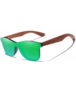 Rimless Genuine adjustable polarized sunglasses handmade square men fashion Full Lens Bubinga Wood - Green - C518YYGW609 $25.56