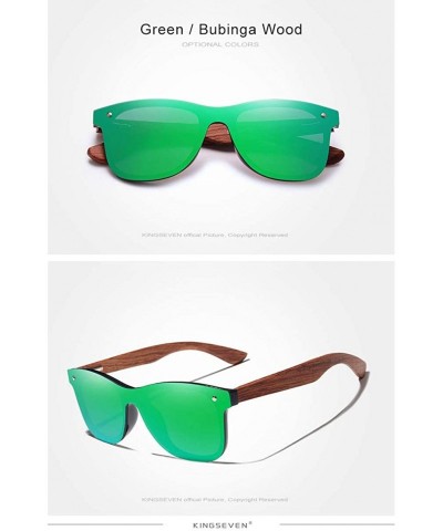 Rimless Genuine adjustable polarized sunglasses handmade square men fashion Full Lens Bubinga Wood - Green - C518YYGW609 $25.56
