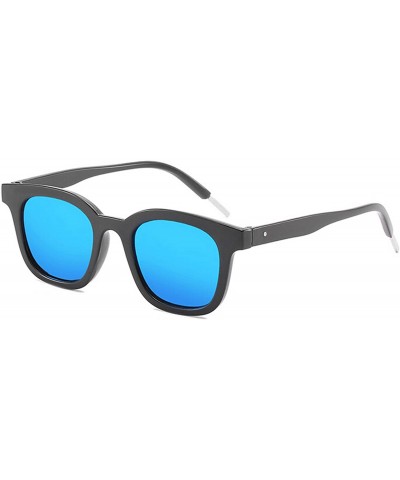 Rectangular Polarized Sunglasses Protection Glasses Festival - Black Frame Blue Lens - CU18TQZO04Y $16.21