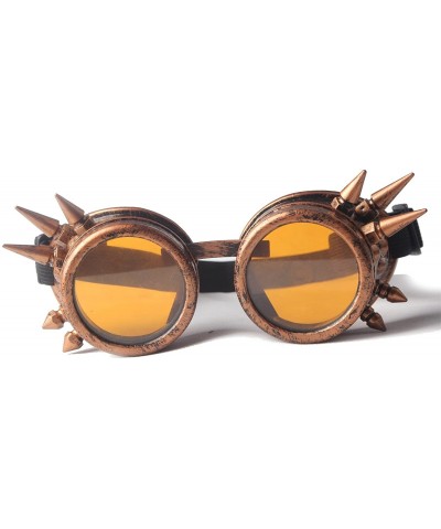 Goggle Spiked Steampunk Vintage Glasses Goggles Rave Retro Cosplay Halloween - Frame+orange Lenses - CW18HA8TSWW $11.37