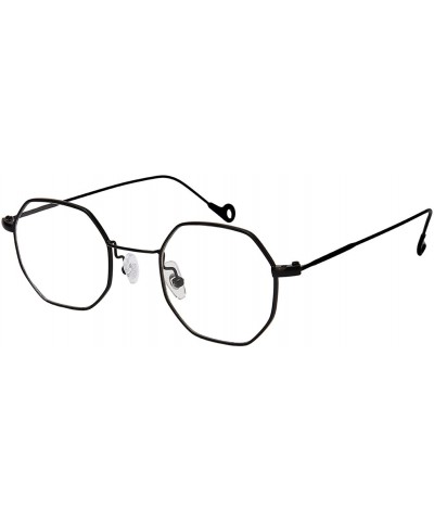 Square Retro Chic Octagon Shaped Metal Sunglasses w/Flat Lens M5112-FL - Black - C51882T077W $25.47