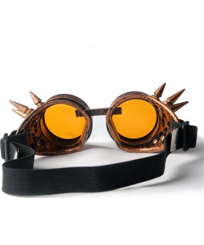 Goggle Spiked Steampunk Vintage Glasses Goggles Rave Retro Cosplay Halloween - Frame+orange Lenses - CW18HA8TSWW $11.37