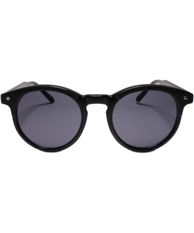 Round High-End Dapper Indie Vintage 80s Look Simpered Round Key Hole Sunglasses - Black - CR199EROI2A $12.34