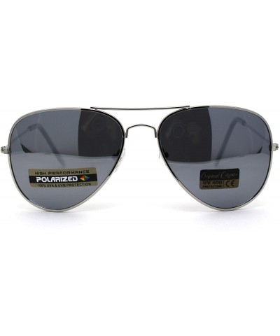 Aviator Air Force Polarized Silver Mirror Lens Police Style Cop Pilot Sunglasses - C411YMXBXKT $11.52