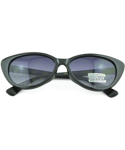 Cat Eye Women's Fashion Kitten Retro Cat Eye Sunglasses - Black - C4129KB5IAH $11.03