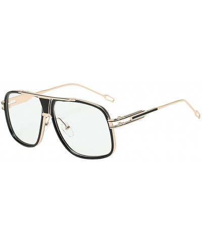 Square Eyewear Womens Men Square Vintage Retro Sunglasses - Gold Frame Clear Lens - CB19354ITKM $12.60