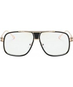 Square Eyewear Womens Men Square Vintage Retro Sunglasses - Gold Frame Clear Lens - CB19354ITKM $12.60