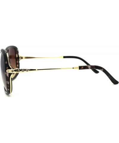 Butterfly Womens Iconic 90s Butterfly Rhinestone Trim Fashion Sunglasses - Tortoise Brown - CF1979ZO8X9 $7.97