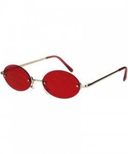 Oval Rimless Oval Sunglasses Metal Frame Trendy Unisex Shades UV 400 - Gold (Red) - CW18S7OYZIW $13.00