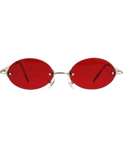 Oval Rimless Oval Sunglasses Metal Frame Trendy Unisex Shades UV 400 - Gold (Red) - CW18S7OYZIW $13.00