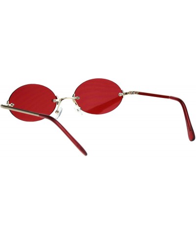 Oval Rimless Oval Sunglasses Metal Frame Trendy Unisex Shades UV 400 - Gold (Red) - CW18S7OYZIW $13.00