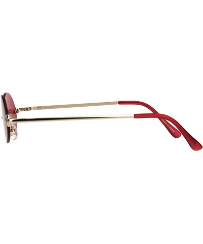 Oval Rimless Oval Sunglasses Metal Frame Trendy Unisex Shades UV 400 - Gold (Red) - CW18S7OYZIW $13.00