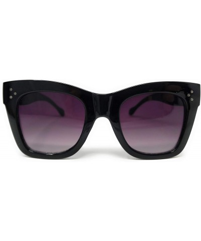 Cat Eye Chunky Cat Eye Horn Rimmed Sunglasses - Black - CC18YDKRXQQ $16.69