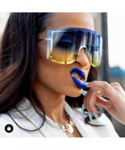 Rectangular Oversized Blue Yellow Gradient Sunglasses Women Luxulry Designer Red Rimless Metal Female Sun Glasses Shades - 2 ...