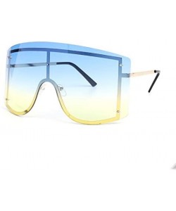 Rectangular Oversized Blue Yellow Gradient Sunglasses Women Luxulry Designer Red Rimless Metal Female Sun Glasses Shades - 2 ...