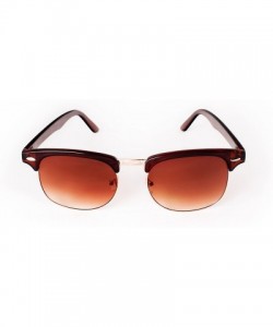 Square Sunglasses in Brown - Half Frame With Metal Details - Retro Classic Men's Women's - C012H4VFLWL $25.53