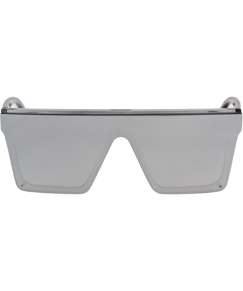 Sport Oversized Flat Top Square VINTAGE RETRO SHIELD VISOR Style Aviator SUNGLASSES - P-frame Silver - CW18T87Q2KN $13.50