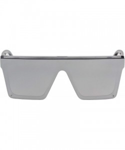 Sport Oversized Flat Top Square VINTAGE RETRO SHIELD VISOR Style Aviator SUNGLASSES - P-frame Silver - CW18T87Q2KN $13.50